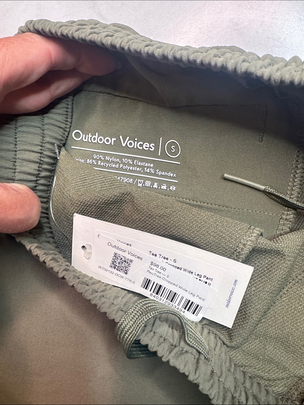 Outdoor Voices Olive Green Wide-Leg Ankle Pants - Picture 4 of 6